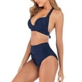 thumbnail image 4 of BONIXOOM Swimsuit Women Tankini None Solid Bikinis Bikini Summer Swimwears on Clearance Navy Size 12, 4 of 9