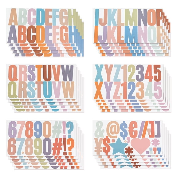 Colorful Vinyl Letter Waterproof Decorative Stickers Self Adhesive Alphabet Decals for Art Craft Letter A~Z 135x255x0.1mm 6 sheets/set DIY