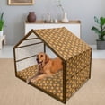 thumbnail image 2 of Lion Pet House, Little Funny Zoo Animals with Sleepy Faces and Paws Cartoon Design, Outdoor & Indoor Portable Dog Kennel with Pillow and Cover, 5 Sizes, Brown Yellow and Orange, by Ambesonne, 2 of 4