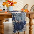 thumbnail image 3 of Fall Thanksgiving Table Runner, Blue Vintage Pumpkin Maple Leaf Decorative Autumn Harvest Seasonal Table Runner for Farmhouse Kitchen Dining Indoor Home Party Decorations 13x72 inches, 3 of 6