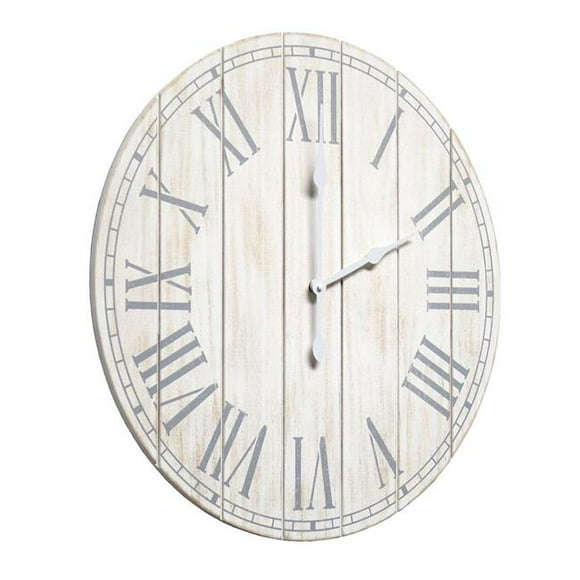 Elegant Designs HG2003-WWH 23 in. Wood Plank Coastal Rustic Wall Clock, White Wash - Large