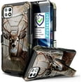 thumbnail image 1 of Boost Mobile Celero 5G Phone Case with Tempered Glass Screen Protector (Full Coverage), Nagebee Belt Clip Holster with Built-in Kickstand, Heavy Duty Shockproof Armor Rugged Case (Deer), 1 of 6