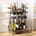 thumbnail image 1 of Carrito de Servicio de Bar para el Hogar, Carrito de Vino de 3 Niveles, Carrito de Almacenamiento con Ruedas, Carrito de Metal con Ruedas para Comedor, Cocina, 1 of 4