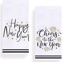 Happy New Year Kitchen Towels Dish Towels, 16x24 Inch Holiday Festival Decoration Hand Towel Gift for New Year Home Decor, Set of 2