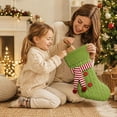 thumbnail image 4 of Leeye Christmas Stocking with Scarf - Red/Green/White, Velvet Knit, for Fireplace Hanging & Holiday Decor (Green), 4 of 4