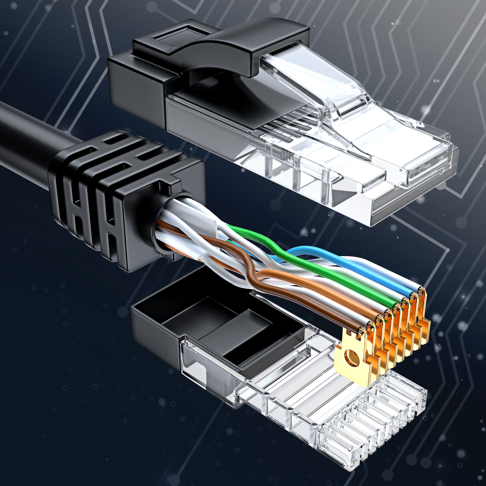 Cat 6 Ethernet Cable 20 Ft, 100% Pure Copper, Cat6 Cable (24 Pack) LAN Cable, Internet Cable, Patch Cable and Network Cable - UTP (Black) 20 Feet