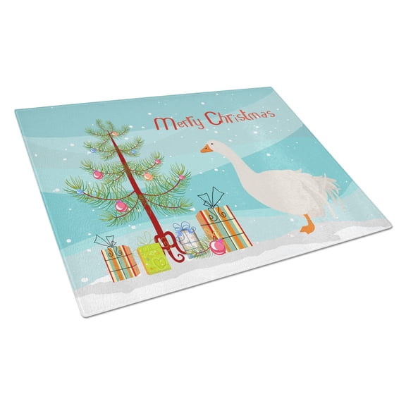 Carolines Treasures Sebastopol Goose Christmas Glass Cutting Board Large Teal 12H x 16W multicolor