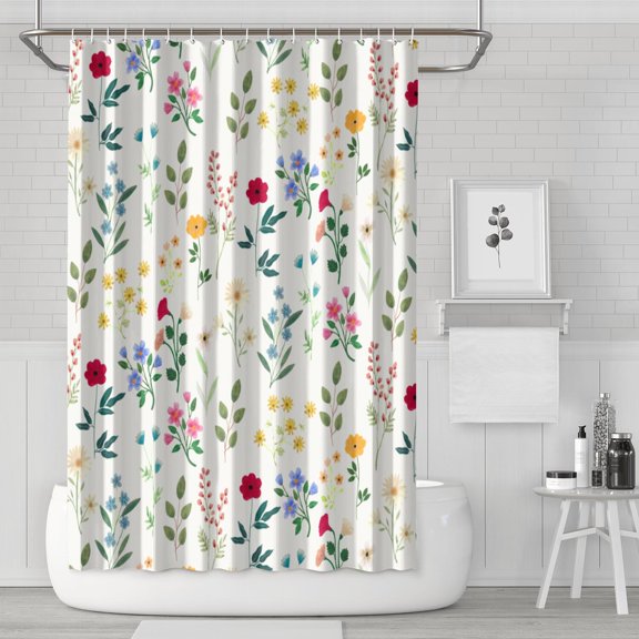 Butterfly Garden Floral Bloom Shower Curtain 72x72, Rustic Quick-Dry Polyester with Plastic Rings