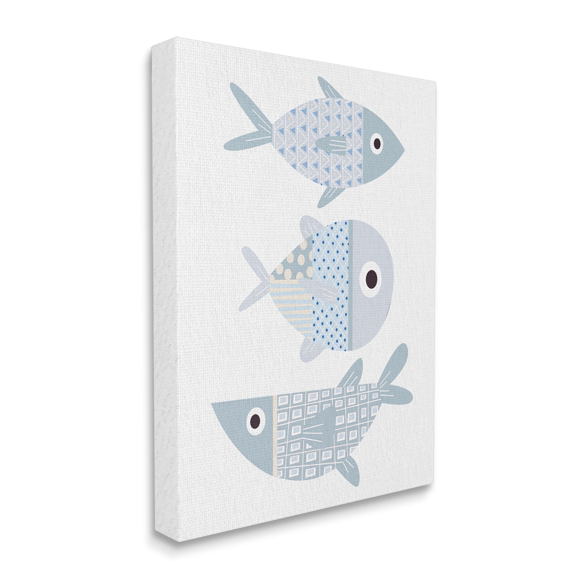 Stupell Industries Various Patterned Aquatic Fish Design Graphic Art Gallery Wrapped Canvas Print Wall Art, Design by Kim Allen