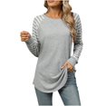 thumbnail image 2 of YHAJDS Winter Casual Blouse Top for Women,Women's Long Sleeve Tops Womens Casual Long Sleeve Sweatshirt Color Block Striped Crew Neck Long Sleeve Shirt For Women Winter, 2 of 4
