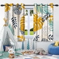 thumbnail image 3 of Modern Tropical Jungle Curtains For Kids Bedroom, Multicolor Leaves And Leaf Pattern Drapes, Light Blocking Window Curtains With Grommets 26"W x 63"L (Pack of 2), 3 of 6
