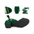thumbnail image 2 of BLISSFUL STEP Strappy Heels Open Toe Block Heel Lace Up Sandals for Women Royal Green 6.5, 2 of 6