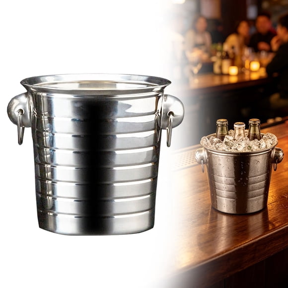 Ensemble de Vaisselle de Bar Seau à Glace en Acier Inoxydable avec Poignées Refroidisseur de Vin et de Bière Épaissi pour Bar et Usage Domestique