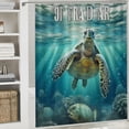 thumbnail image 6 of Orinice  Nautical Sea Turtle Shower Curtain Ocean Beach Animal Cartoon Tropical Starfish Blue Marine Life Turquoise Underwater World Summer Boys Fabric Bathroom Curtain Sets Hooks  60x72, 6 of 7