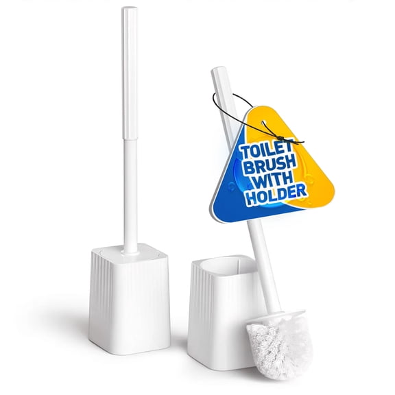 propuri 2Pack Toilet Bowl Brush and Holder Set - Toilet Scrubber Brush,Cleaning Brush,Bathroom Decor,Cleaning Supplies,Household Essentials,White