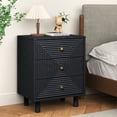 thumbnail image 2 of May in Color 3-Drawer Nightstand Set of 2 with Solid Wood Legs and Gold Handles, Wooden Storage Nightstand Side Table, Accent Chest of Drawers for Bedroom, Living Room, Entryway, Black, 2 of 9