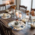 thumbnail image 4 of Hello Pumpkin Round Braided Placemats Set of 4, Thanksgiving Fall Orange Blue Pumpkin Bird Floral Heat Insulation Place Mats Washable Non-Slip Table Mats for Kitchen Dining Party, 15 Inches, 4 of 8