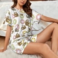 thumbnail image 4 of Pofeuu Donut Sloth Print Women's Pajama Set Short/Shorts Soft Button PJs Elastic Drawstring Waist Sleepwear-4X-Large, 4 of 6