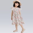 thumbnail image 3 of Ruyang Toddler Girls Hawaiian Sundress Print Ruffle Fly Sleeve Crewneck Dresses Summer A-line Swing Beach Vacation Dresses, 3 of 7