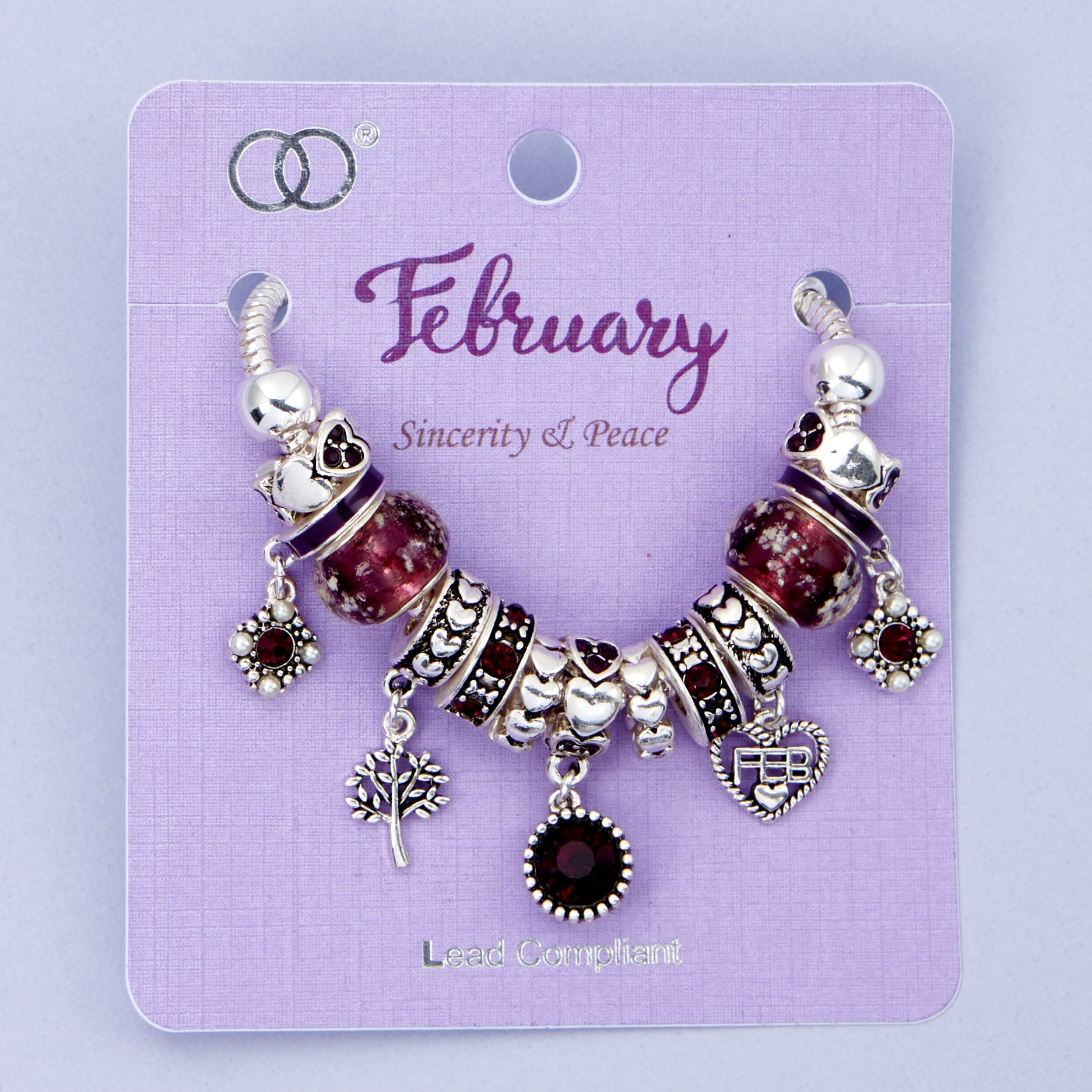 The Lakeside Collection Birthstone Bead Charm Bracelet SilverToned