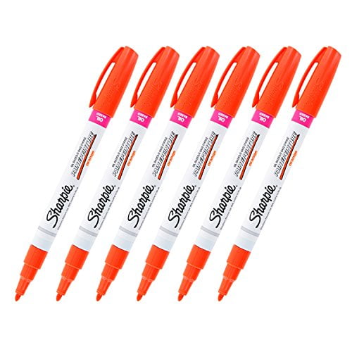 Sharpie OilBased Paint Marker, Fine Point, Orange Ink, Pack of 6