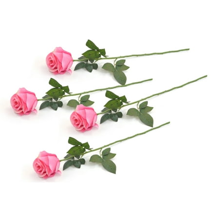 Flowers For Office Decoration DII 4 Piece Artificial Closed Rose - Natural Silk Flowers For Bridal Bouquet, Home Decoration, DIY, Arts & Crafts Project, Garden, Office Decor, Centerpiece D?cor - Light Pink ()
