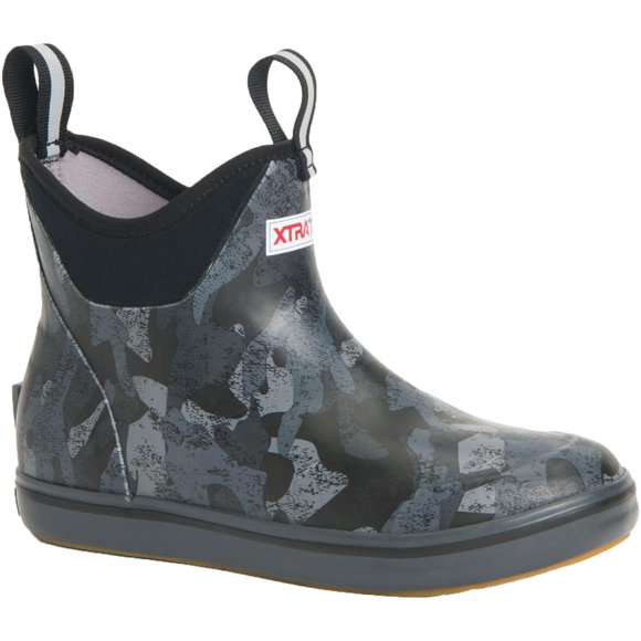 Bota Ankle Deck Xtratuf para mujer, color negro, camuflaje, impermeable, 5US