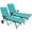 Turquoise, variant on Costway 2 PCS Folding Patio Rattan Lounge Chair Chaise Cushioned Aluminum Adjust Wheel
