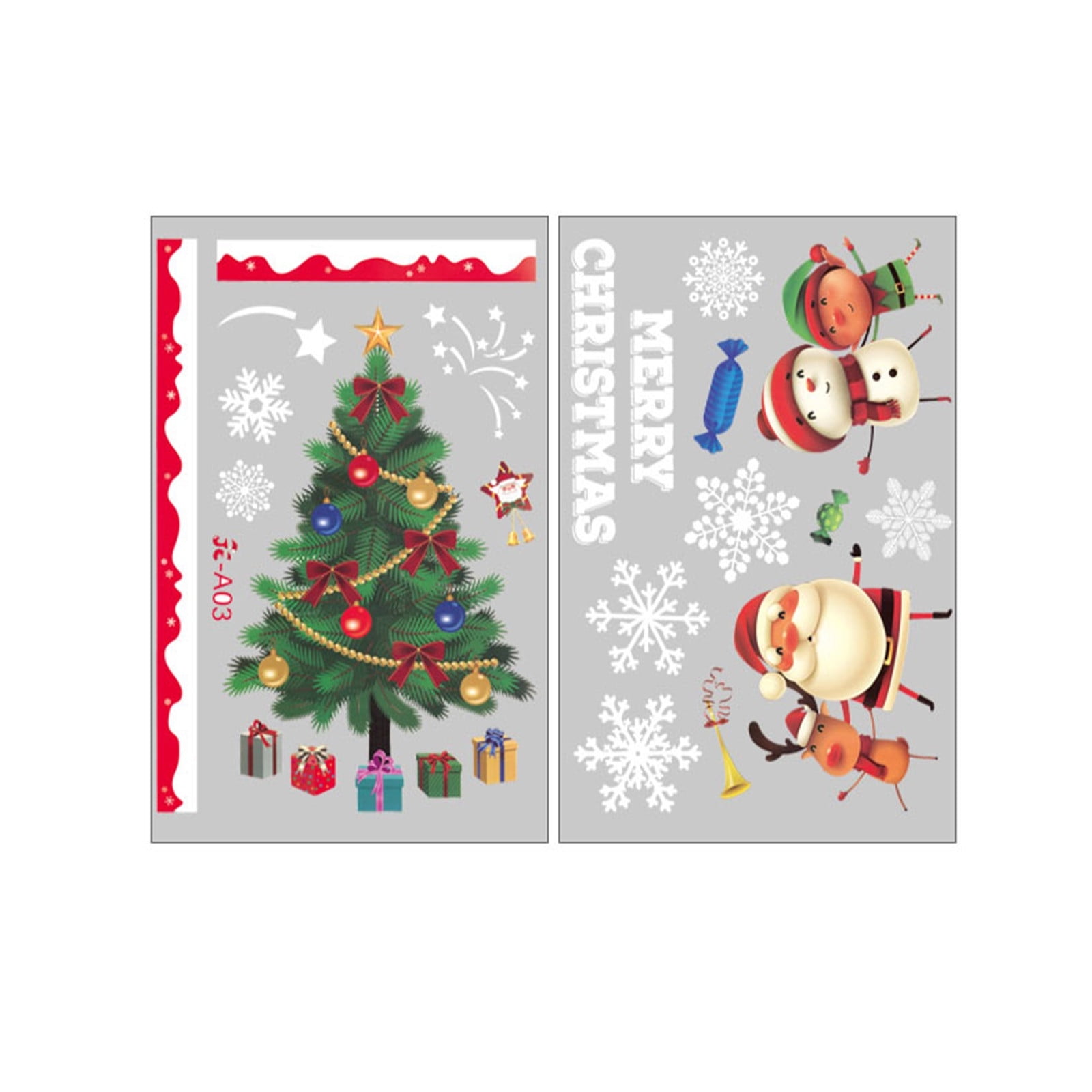 1x Christmas Window Decor Xmas Gel Stickers Santa Decal Wall Home Shop Decor UK 