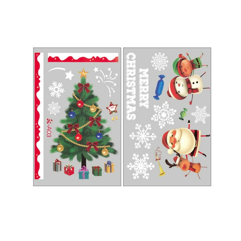 Heiheiup DIY Portable Window Decal Christmas Theme Santa Snowflake