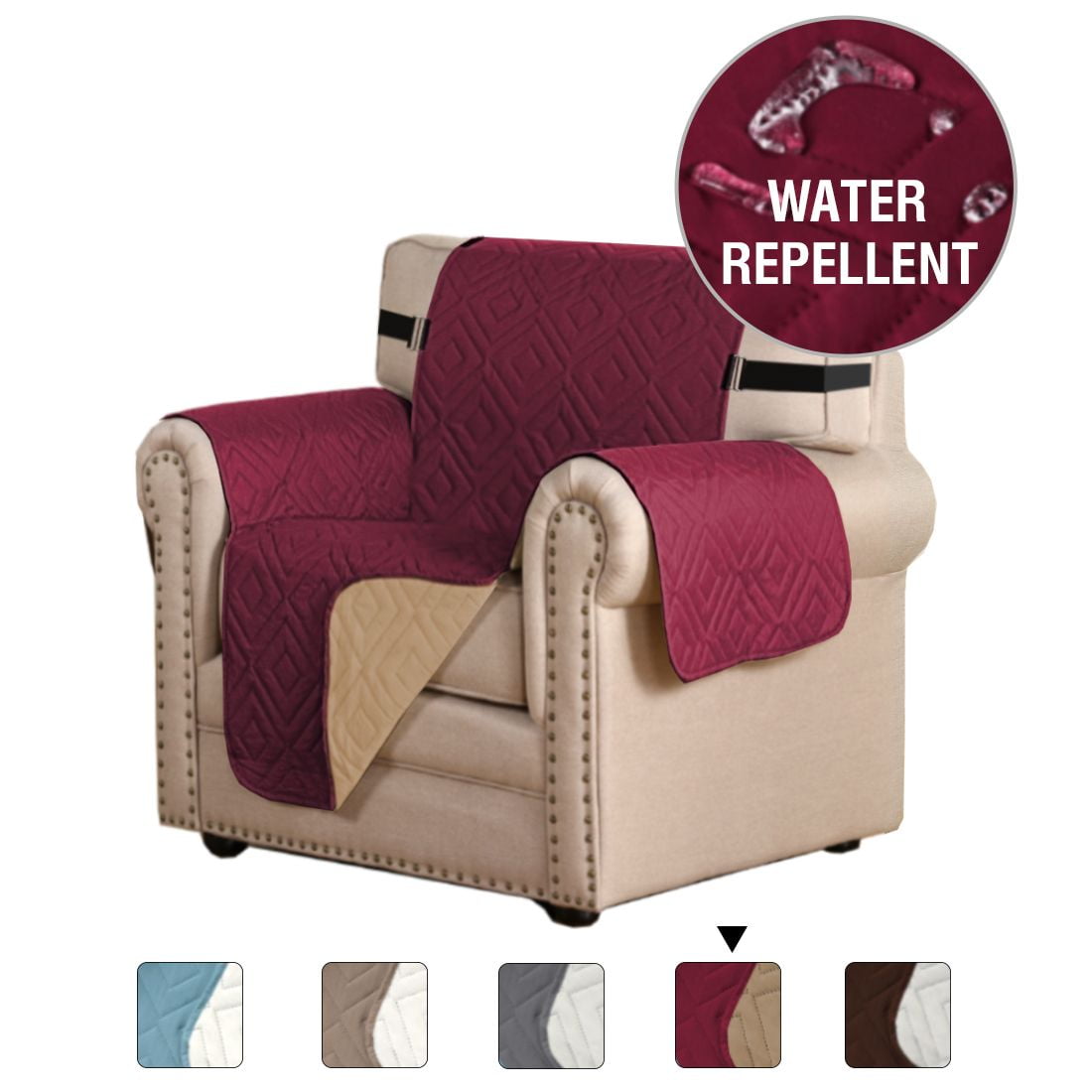 H.VERSAILTEX 1Piece Reversible Quilted Armchair Pet Cover Protector