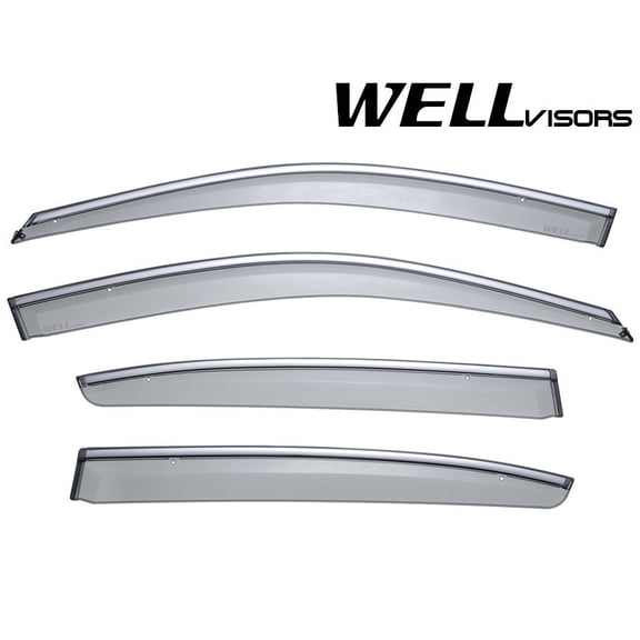 Wellvisors Side Window Visors Deflectors Rain Guards With Chrome Trim for 2008-2012 Honda Accord Sedan 3-847HD017