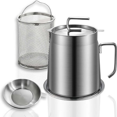 

Kitchen Appliances Jioakfa Stainless Steel Oil Filter Pot 304 Stainless Steel Large Capacity Versatile Oil Filter Heavy Duty Stainless Steel Grease Container Multi-Functiona A48 B
