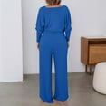 thumbnail image 2 of Women's Deep V Neck Long Sleeve Jumpsuit - High Stretch Ribbed Polyester for Casual/Outdoor Wear, 2 of 8