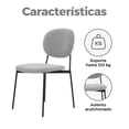 thumbnail image 2 of Sillas para Comedor y Sala Redonda Tapizadas Bouclé con Respaldo Estilo Moderno y Minimalista con Patas de Metal Set 2 Silas Gris GAON, 2 of 5