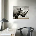thumbnail image 4 of Nawypu  Canvas Print Wall Art Rhinoceros Portrait on Graphite Background Animals Wilderness Photography Modern Art Rustic Closeup Relax/Calm Grey Duotone for Living Room, Bedroom, Office, 4 of 6
