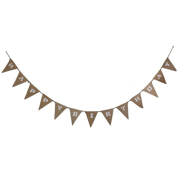 KAKOWELY Banderines de arpillera con texto "FELIZ CUMPLEAÑOS", decoración para fiesta de cumpleaños