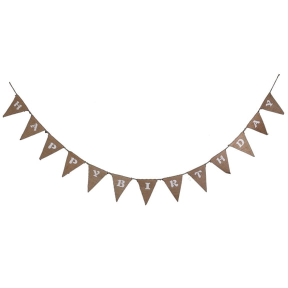 YUYUETIME Burlap Triangle Bunting Banner Coffee 13 Flags Happy Birthday