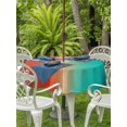 thumbnail image 3 of Outdoor Tablecloth with Umbrella Hole for Patio/Picnic/Party/Camping, Teal Orange Brown Ombre Waterproof Table Cloth Round Cover Washable, Abstract Modern Art Aesthetics (Dia 54"), 3 of 8