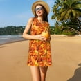 thumbnail image 3 of Defioc Autumn Maple Leaf Pile Pattern Women's Summer Dresses 2025 Beach Casual Sleeveless Tank Loose Sundress Beach Vacation Clothes with Pocket -X-Large, 3 of 7