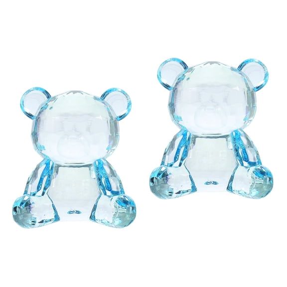 2pcs Clear Bear Figurine Small Bear Statue Adorable Bear Ornament Garden Small Bear Sculpture Decoration