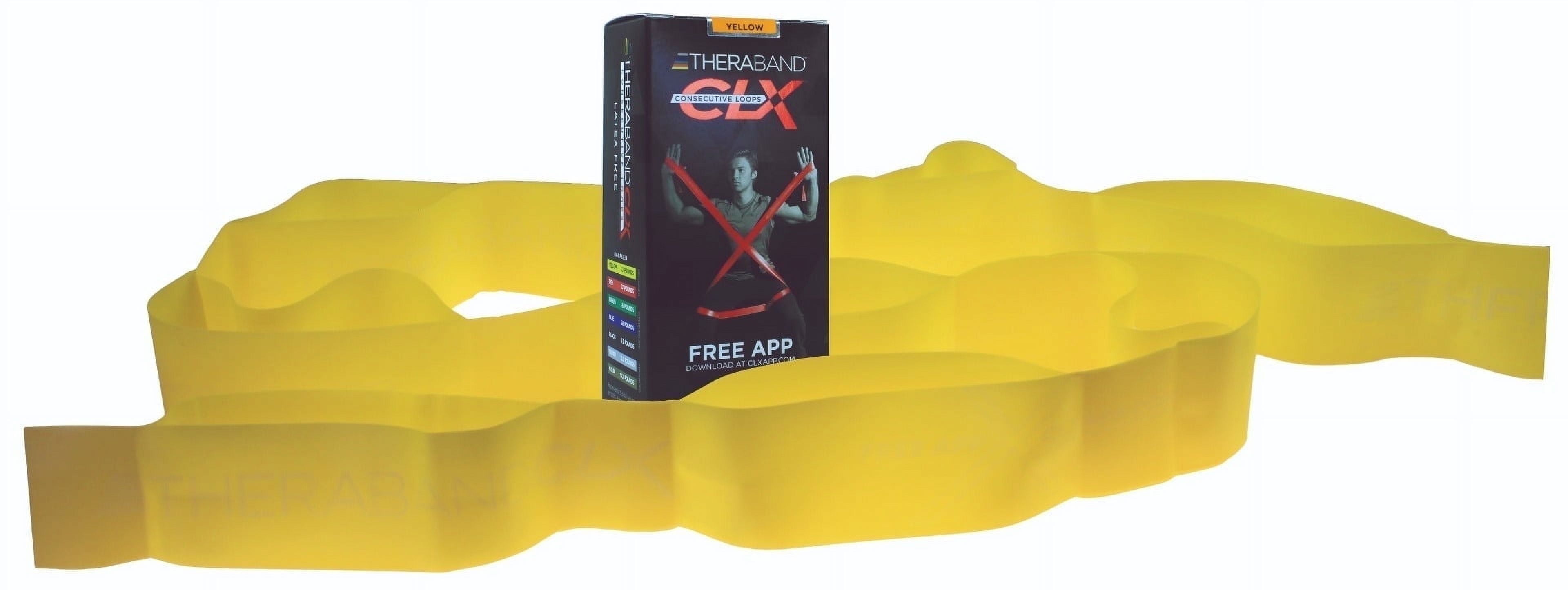 THERABAND CLX Resistance Band with Loops, 5-Foot Band, Yellow, Light, Non-Latex, Elastic Band for Exercise, Mobility & Rehab, Stretching, Home Workouts, Color-Coded for Easy Resistance Levels