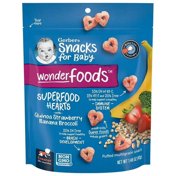 Gerber Wonder Foods Superfood Hearts, Quinoa Strawberry Banana Broccoli
