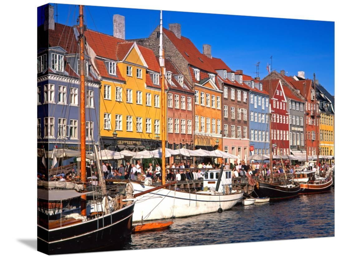 Temmelig leje Fordi Waterfront District, Nyhavn, Copenhagen, Denmark, Scandinavia, Europe,  Scenic World Culture Stretched Canvas Wall Art by Gavin Hellier Sold by  Art.Com - Walmart.com