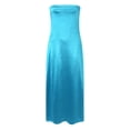 thumbnail image 4 of Summer Satin Strapless Dress Backless Bodycon Wedding Party Maxi Dresses Blue M, 4 of 5