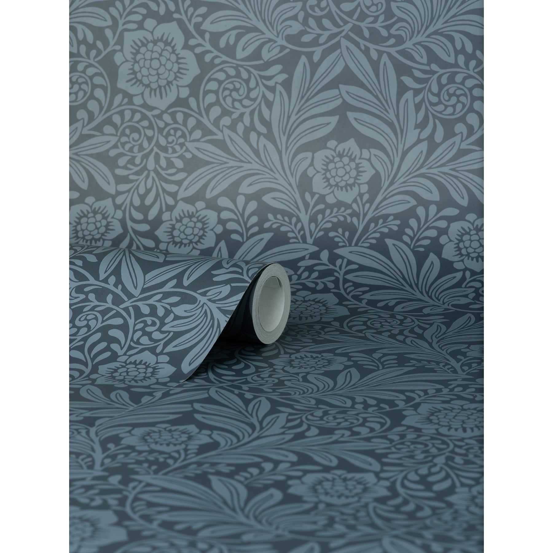 Fine Decor Camille Navy Damask Wallpaper, 20.5-in by 33-ft