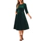 thumbnail image 1 of Vestidos de terciopelo INSPIRE CHIC para mujeres con cuello redondo y mangas 3/4, vestido de fiesta en línea A verde oscuro S, 1 of 1