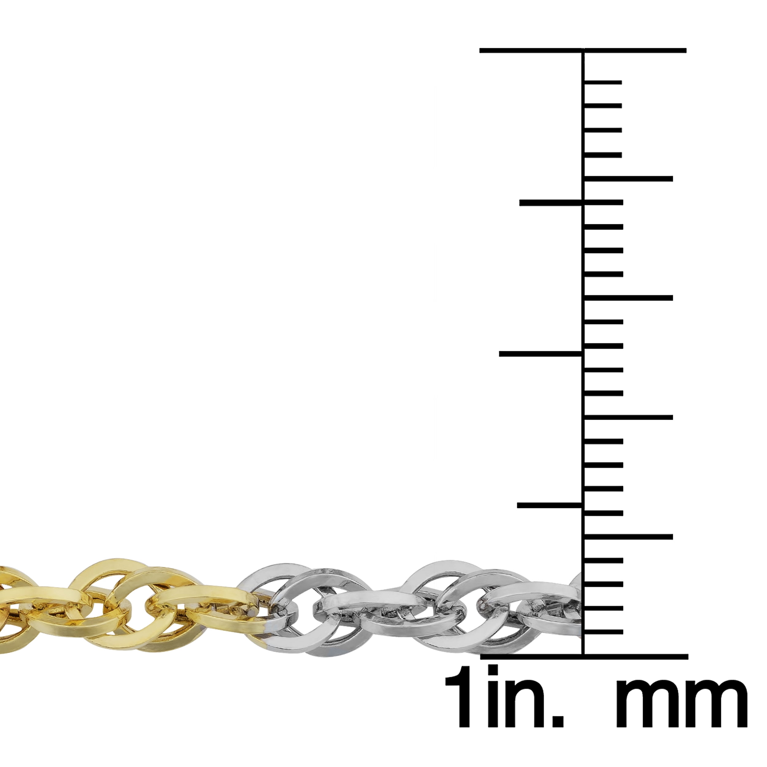 KoolJewelry 10k Tricolor Gold Double Cable Link Anklet (3.8 mm, 10 inch) | Women's Jewelry