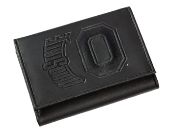 Evergreen - Ohio State Buckeyes Tri-Fold Black Leather Wallet