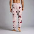 thumbnail image 5 of Wutalume Men's Drawstring Pocket Cuffed Casual Pants with Festive Christmas Print, Soft Home Sleep Pants for Holiday Season and Cozy Nights,Pink M, 5 of 7